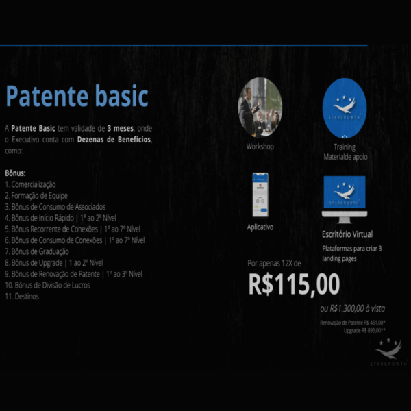 Patente basic oPor apenas 12X de R$115,00 u R$1.300,00 à vista